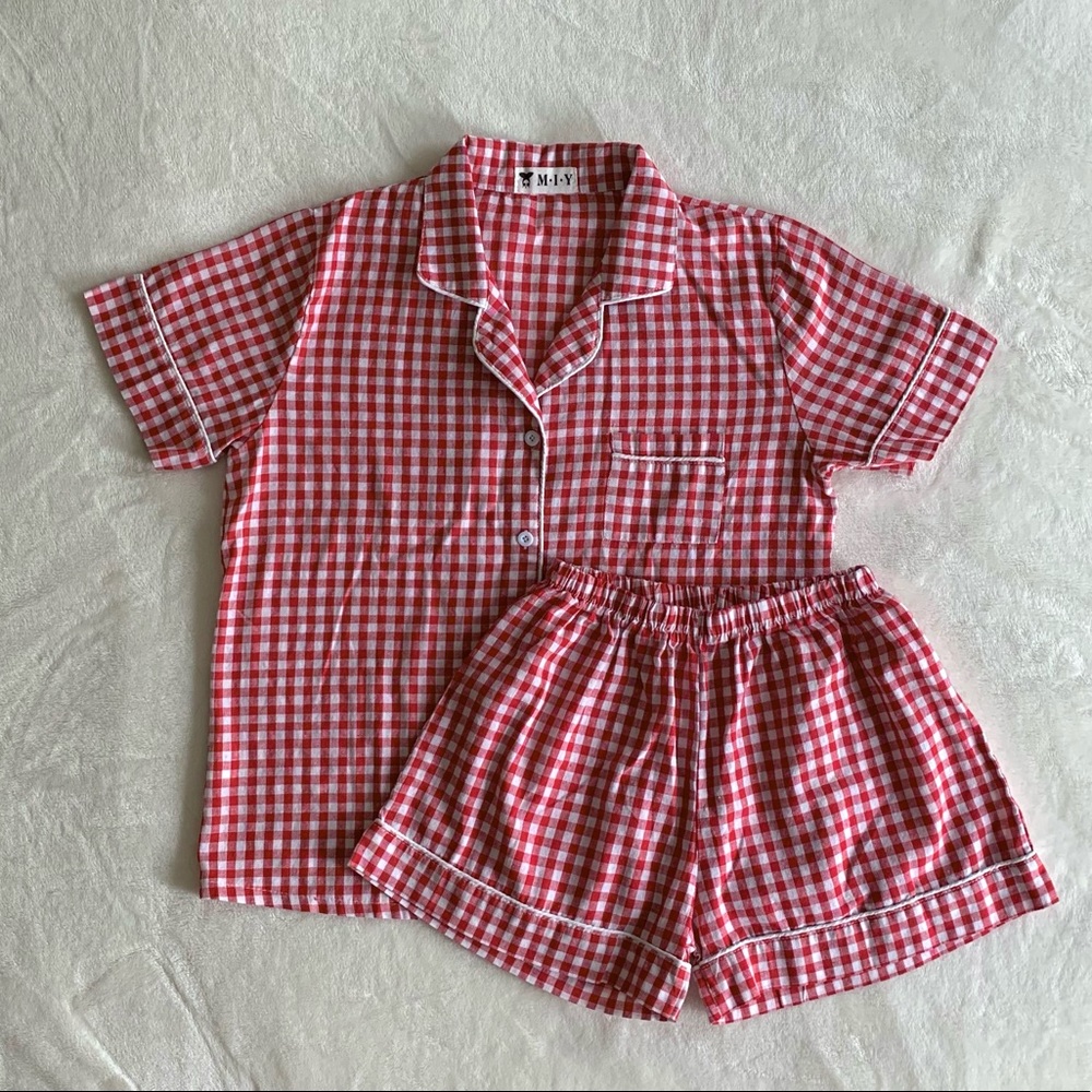 Gingham Checkered Pajama Set